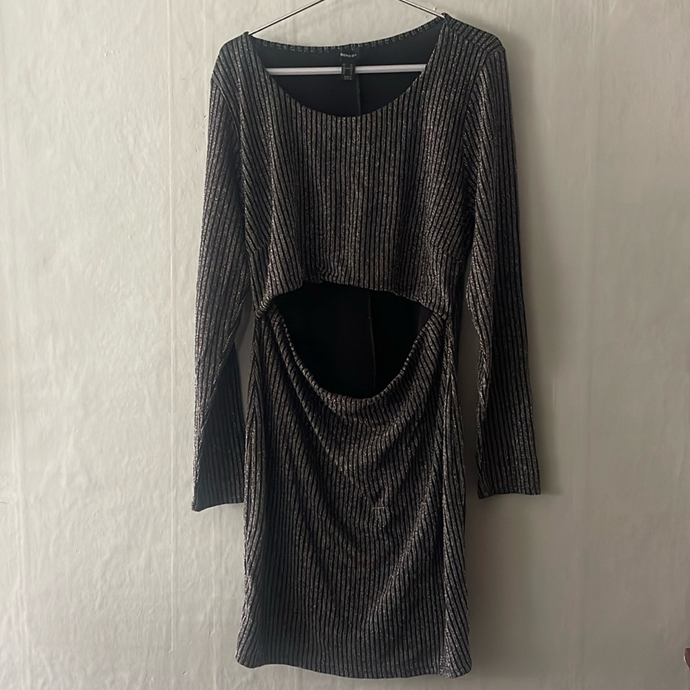 Forever 21+ Black and Silver Striped Bodycon, Size 3X - worn once